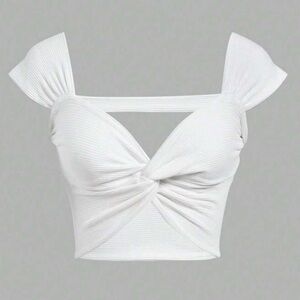 White Twist Front Top